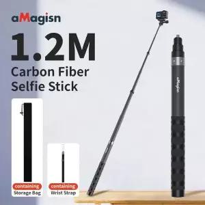 aMagisn 1.2M 투명 셀카봉 카본 파이버 연장형 모노포드 47.2인치 롱 폴 고프로 맥스 인스타360 X3 X4 X5