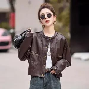 여친 가을 오피스룩 코트 차이나넥 숏 자켓 가죽 재킷 PU OP3