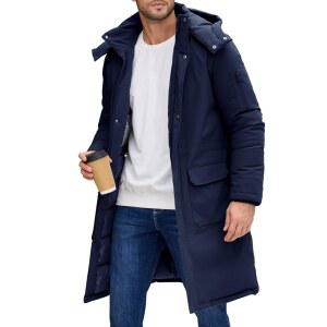 NRZD 남성용 겨울 롱 패딩 재킷 발수 다운 파카 따뜻한 코트와 탈부착 후드 및 스트랩 아우터