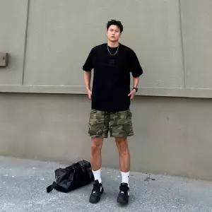 팬츠 남친 여름 하의 카무플라주 반바지 벌목 스터드 트레이닝 5부 C01Z2-1 BE2