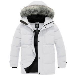 남성용 겨울 재킷 두꺼운 코트 따뜻한 퍼퍼 재킷과 인조 모피 후드가 있는 원도우