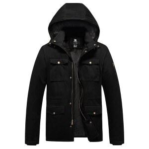 퍼스키 남성 겨울 군용 재킷 플리스 안감 따뜻한 면 코트 방풍 두꺼운 파카 탈부착 후드