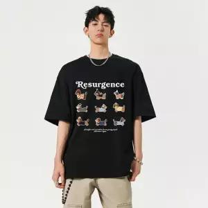 여성 여름 캐주얼 데일리 티 라운드 캐릭터 반팔 통기 프린트티 프린트 스포M2