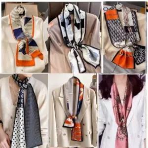 여성 남성용 실크 롱 슬림 스카프 매력적인 머플러
