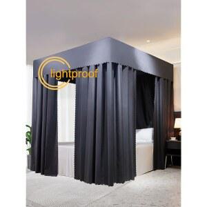 아울라텐 블랙아웃 캐노피 침대 커튼 4 코너 포스트 경량 성인 및 소녀 침실 장식용 (방광 블랙, 퀸)