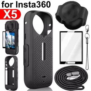 호환  인스타 360 X5 쉘 실리콘 케이스 스크래치 방지 필름 렌즈 보호 커버 스트랩 키체인 렌즈 캡 Insta36