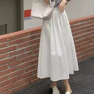 코튼 핀턱 플레어 밴딩 여성 러블리 롱 스커트 롱치마 롱스커트 스커트