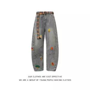 팬츠 청 남성용 가을 빅사이즈 배기핏 슬림핏 하이웨이스트 커브 슬리퍼 와이드 원픽3