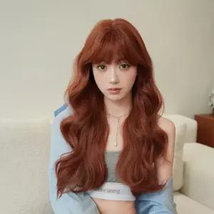 여성가발 롱 웨이브 66cm 핫 오렌지 올오버 화섬 모발 심쿵직구