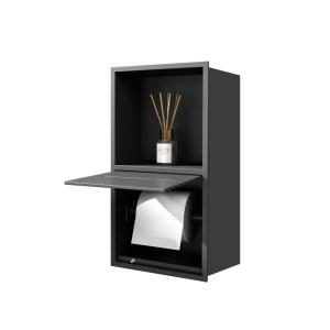 화장실 매립 휴지걸이 내장형 거울 핸드 아워바스 케이스 식당 붙박이 보관함 블랙 거치대