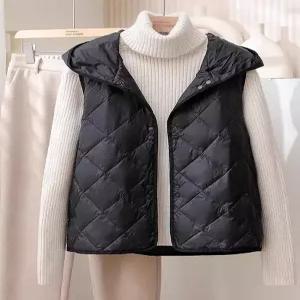 여성 간절기 후드 모자 경량 아우터 지퍼 패딩조끼