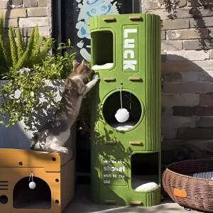다층 고양이 둥지 고양이 클라이밍 프레임 일체형 폐쇄형 안전 고양이 침대 스크래치 방지 내마모성 4계절