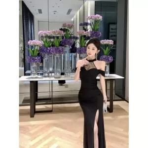 미에스틸로 스커트 망사 여름 여친 핫피스 드레스 에이치 오프숄더 힙업 홀터넥 원턱 H라인 ADOR2