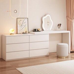 ㄱ자 화장대 서랍장 거울 책상 메이크업 공간 활용 수납장 수납