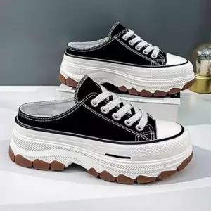 [라일리] Rly 여성 뮬 스니커즈 여성 캔버스 뮬 데일리 코튼