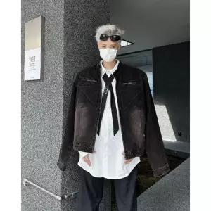 샤오원샵 남사친 데님 빈티지 자켓 워싱 코트 키작남 청자켓 패드 쇼트 꾹1