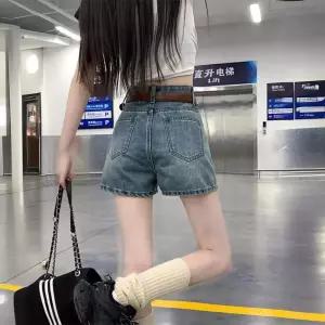 청 여름 빈티지 청반바지 여자청반바지 A라인 와이드 핫팬츠 반바지 하이웨스트 원템2