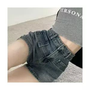 청 빈티지 하계 여자청반바지 청반바지 핫매시 핫팬츠 하이웨스트 슬림핏 힙워머 원템2