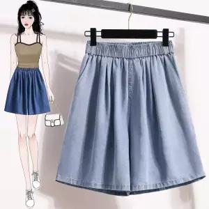 면 여름 청바지 여자청반바지 하이웨스트 어울려 용 캐주얼팬츠 와이드 청반바지 5부 원템2