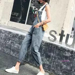 대학생 상큼한 데님 점프수트 청바지 멜빵 여행 편한ijk418