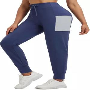 발레프 여성 플리스 안감 팬츠 보온 방수 겨울 조거 따뜻한 러닝 운동용 스웨트 주머니 포함