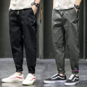 남성 크롭팬츠 밴딩배기팬츠 면바지 캐주얼 배기lmn470