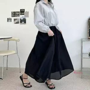 여성 플레어 와이드핏 하객 쉬폰 오피스 스커트 팬츠 치마바지def692