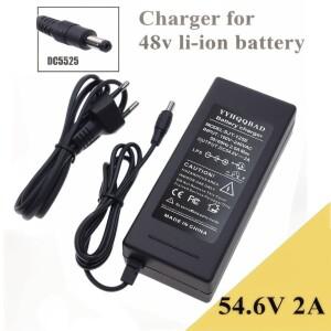 리튬 이온 배터리용 충전기 DC5525 커넥터 13S 18650 팩 48V 54.6V 2A