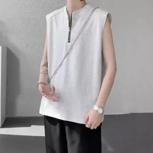 GLINE 남사친 반집업 민소매티셔츠 트레이닝 여름옷 나시 반팔티셔츠 JEN2