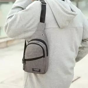남성 여성 프리 스트릿 캔버스 2단 지퍼 슬링백 가방 허리가방 미니힙색 가죽힙색