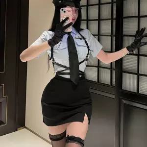 의상 제복 여경 코스프레 여성 파티 경찰 유니폼 클럽 복장
