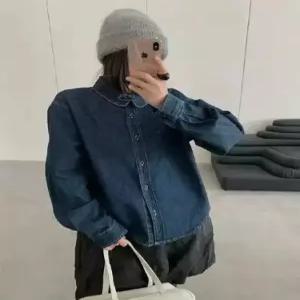 여사친 데님 싱글 블레이저 기모 셔츠 칼라 러블리 무지데님 순판 긴팔 다올1