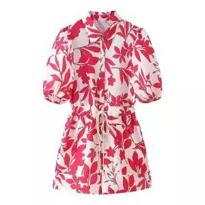 바지 면 봄 캐주얼 여성패션 면린넨 스트리트 마 프린트 점프슈트 DL1