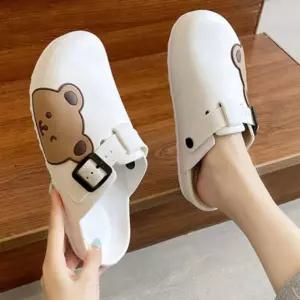 튼튼한 여성 막힌 1P 곰돌이 버클 슬리퍼 신발 귀여운 앞코