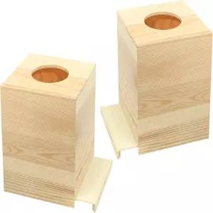 공예용 2팩 나무 사각 티슈 박스 커버 5.1x5.1x6인치 홈메이드 프로젝트용 미완성 홀더