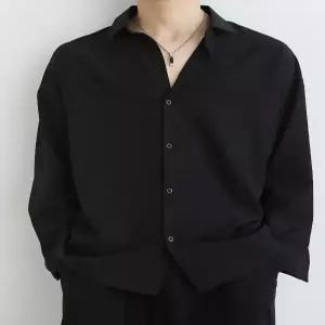 남성 블랙 긴팔 셔츠 봄가을 오버핏 코튼 캐주얼 레이어드 데일리 남방 상의
