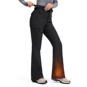 무스힐 여성용 플리스 보온 스노우 5포켓 안감 스키 겨울 스노보드 하이킹 팬츠 방수