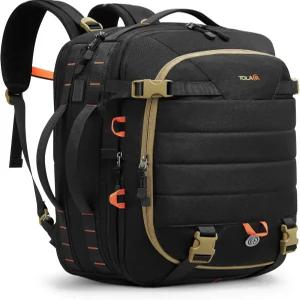 톨라체아 캐리 온 트래블 백팩 TSA 친화적 비행 승인 남성용 노트북 더플백 17.3인치 USB 충전 포트