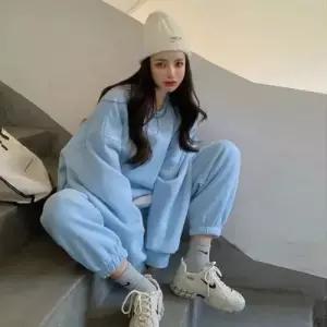 바지 캐주얼 투피스 후드 트레이닝 봄가을 세트 긴팔 루즈핏 여성트레이닝복 HT3