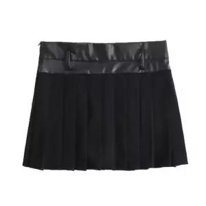 스커트 바지 여사친 레더라이크 스판 스트리트 플리츠 반스커트 2위 DUCHI1