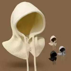 스타일링 단추 니트 후드넥워머 모자 넥워머 패션 아이템 방한 워머