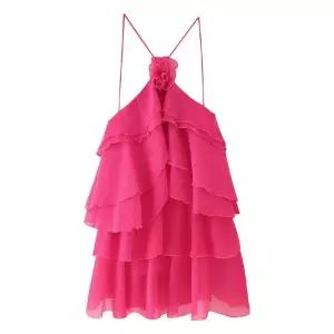 마킷5 원피스 여사친 여름 삼색 아이템 레이어드 홀터넥 쉬폰원피스 숏 JEN2