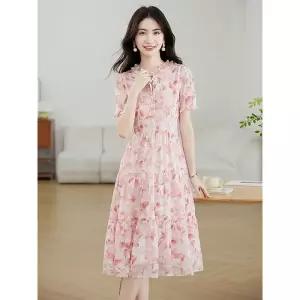 마킷5 원피스 스커트 핑크 여자 롱 여름 쉬폰원피스 쉬폰 JEN2