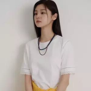 [백화점 정품] 빈폴 레이디스 레이스 디테일 반소매 티셔츠 - 화이트BF6342C161