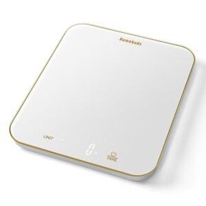 홈버드 33파운드 디지털 식품 저울 그램과 온스 1g, 2001년 이후 주방 전문 공장에서 높은 정밀도 보장, 요리 및 베이킹용 그램 저울, LED, 3*AAA, 화이트 바이 골든 라인