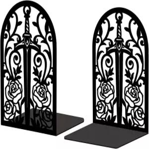 선반용 피코블루 메탈 북엔드 사무실 책상 방 5.3 x4.3 x7.9 주철 톨 1쌍 덩굴과 장미가 달린 검