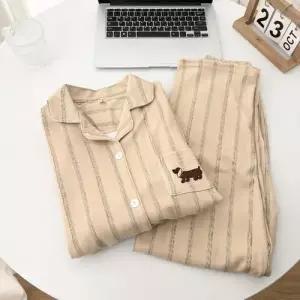 천진반 봄가을 트렌치 강아지 커플 커피 잠옷세트 잠옷 세트 아웃도어 러블리 KUK3