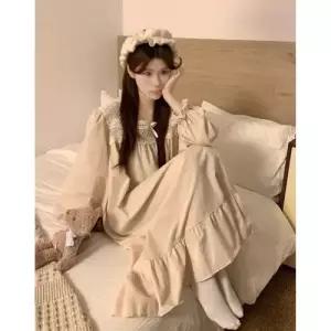 천진반 스커트 커플 실내복 잠옷 세트 잠옷세트 코튼가을 칼라 긴팔 KUK3