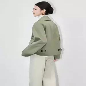 헐크 여사친 여성용 럭셔리 칼라 A라인 숏 고퀄리티 트렌치 코트 체크 KKE1