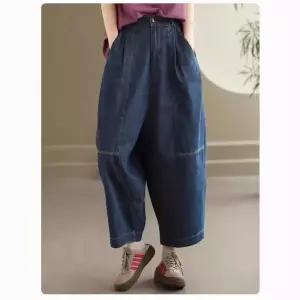 빈티지 순면 여성청바지 일자 앤티크 밴딩 워싱 청바지 무바지 배기팬츠 빅사이즈 KS1